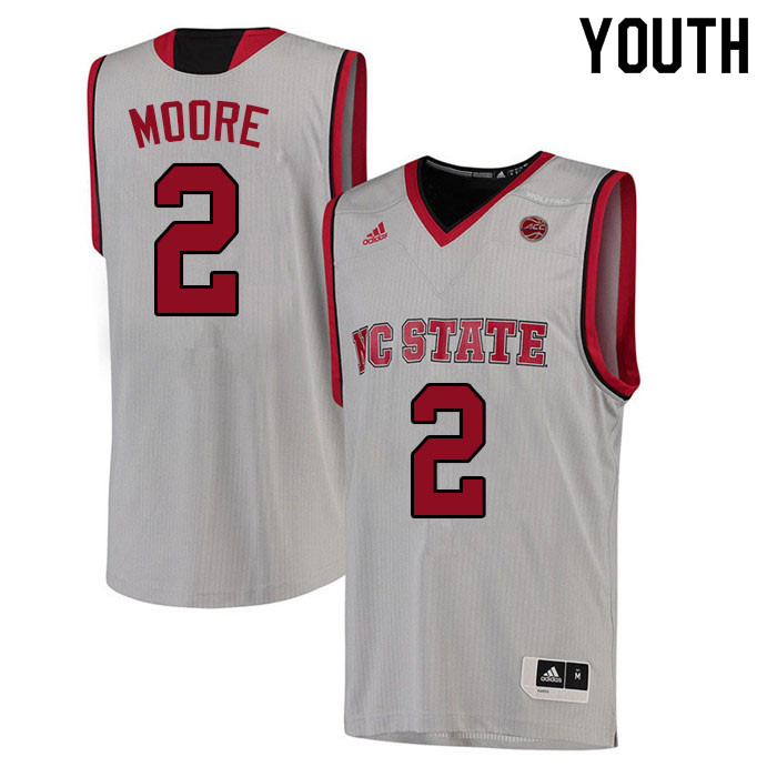 Youth #2 Shakeel Moore NC State Wolfpack College Basketball Jerseys Sale-White